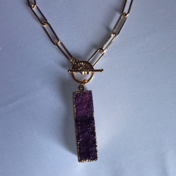 New! Quartz Druzy Stone Pendant Necklace - Picture 9 of 16